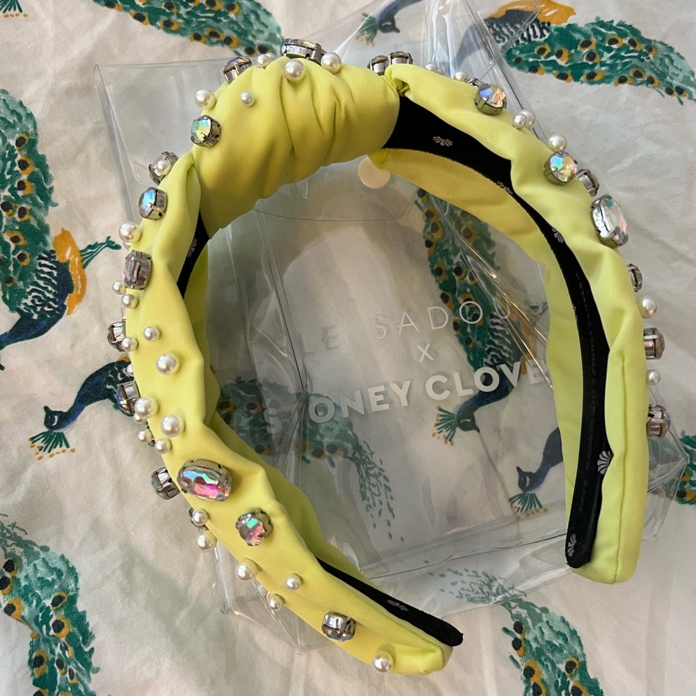 Honeylove Yellow Jeweled Knot Headband